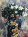 Amants sous les lys contemporain Marc Chagall